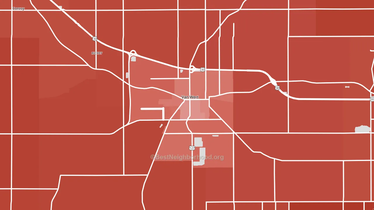 45891, OH block-group political-lean map