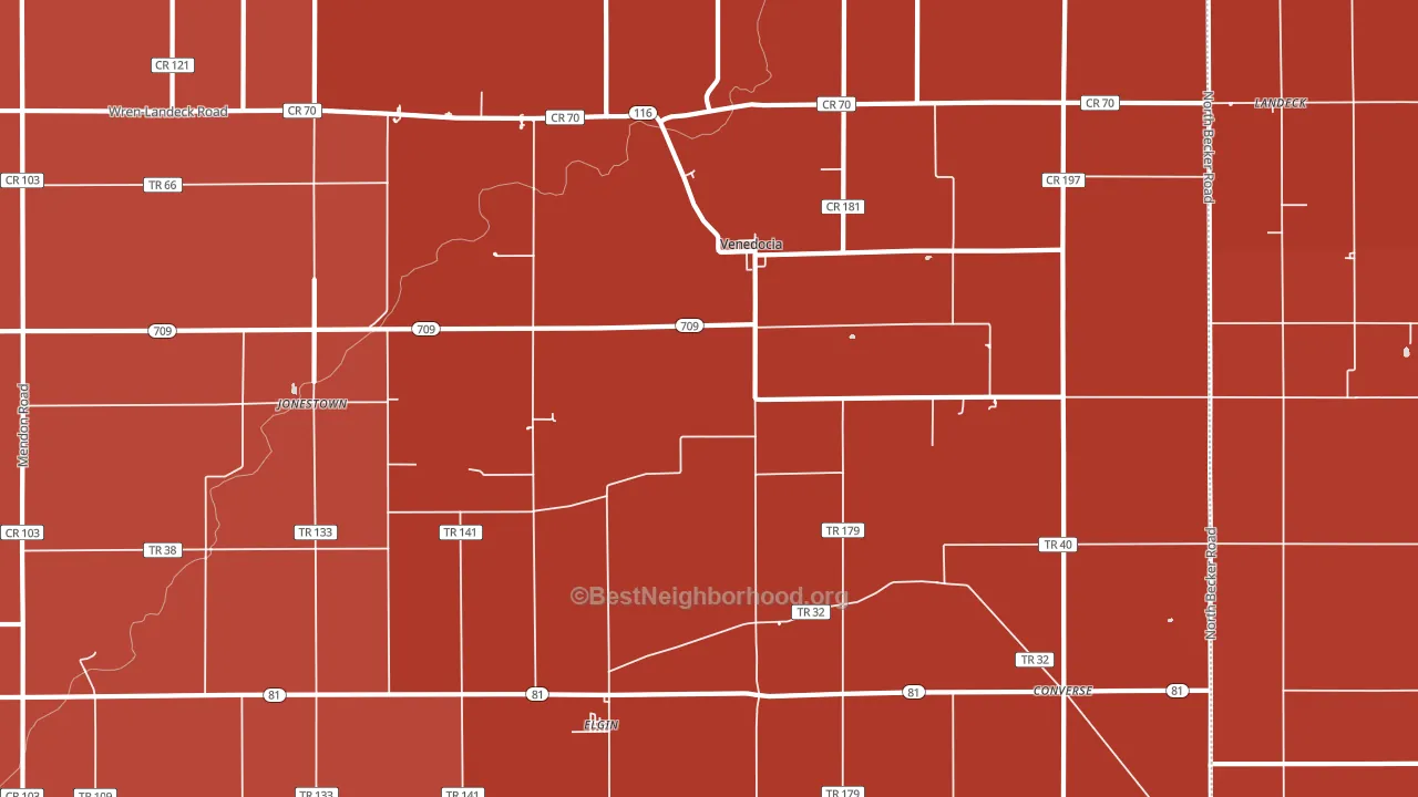 45894, OH block-group political-lean map
