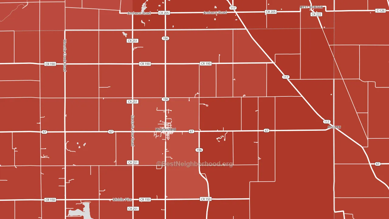 45896, OH block-group political-lean map