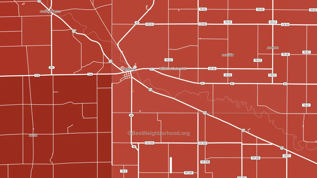 45898, OH block-group political-lean map