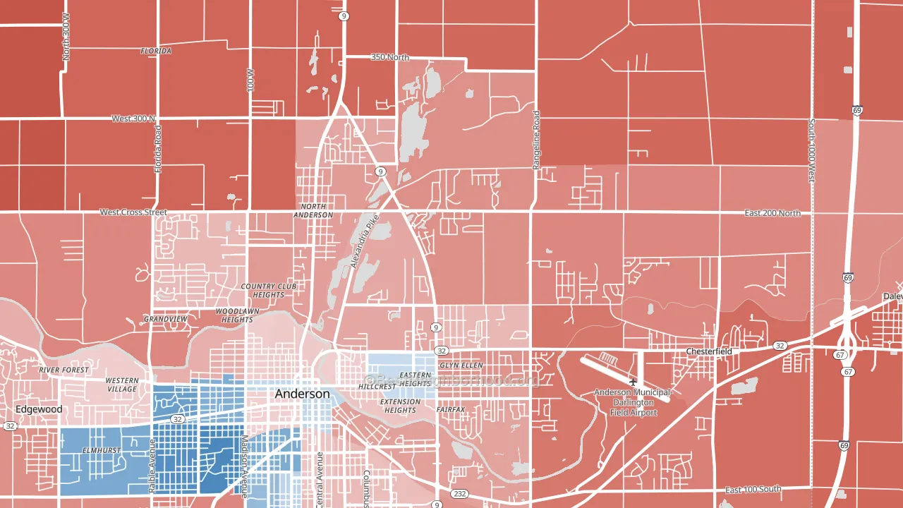 46012, IN block-group political-lean map