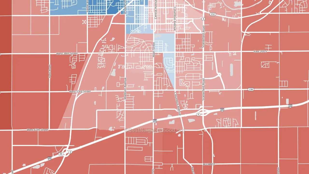 46013, IN block-group political-lean map