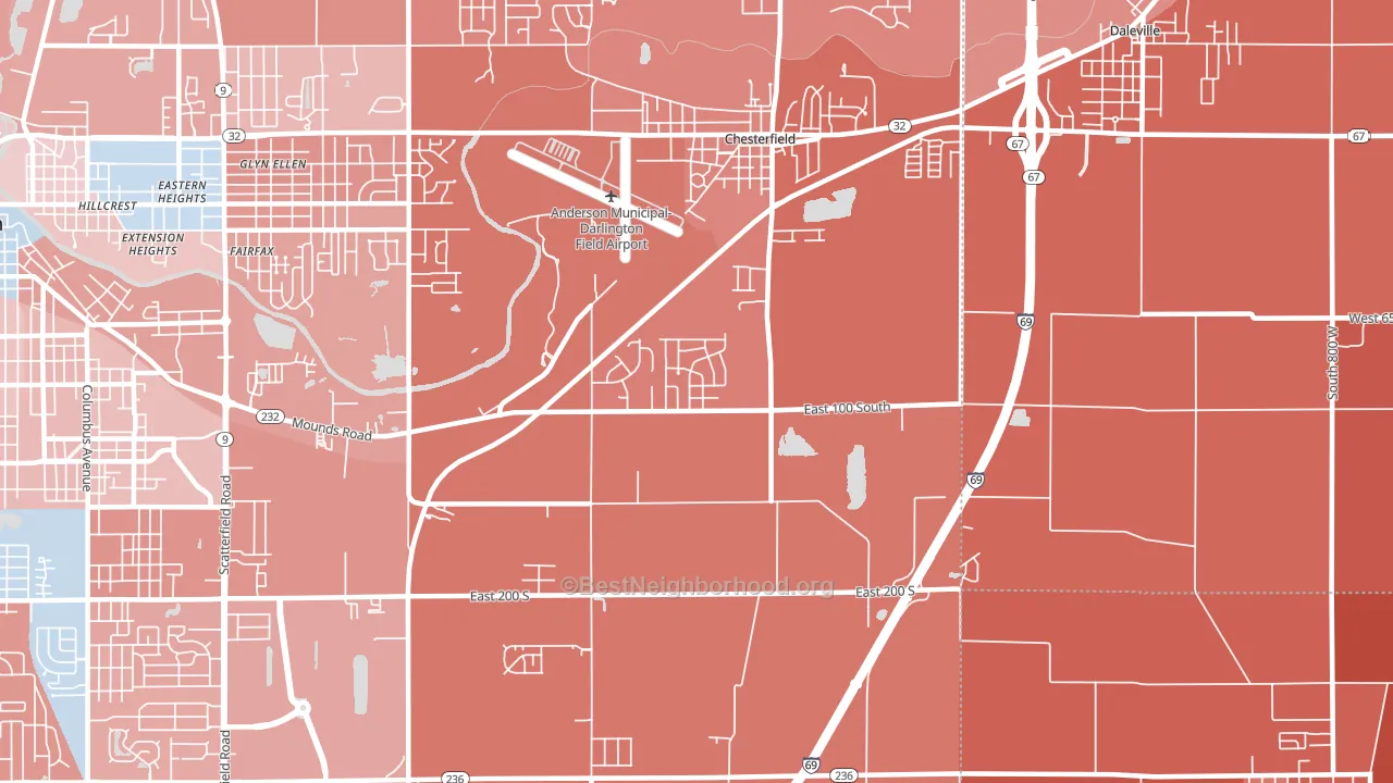 46017, IN block-group political-lean map