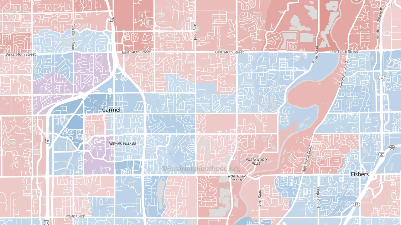 46033, IN block-group political-lean map