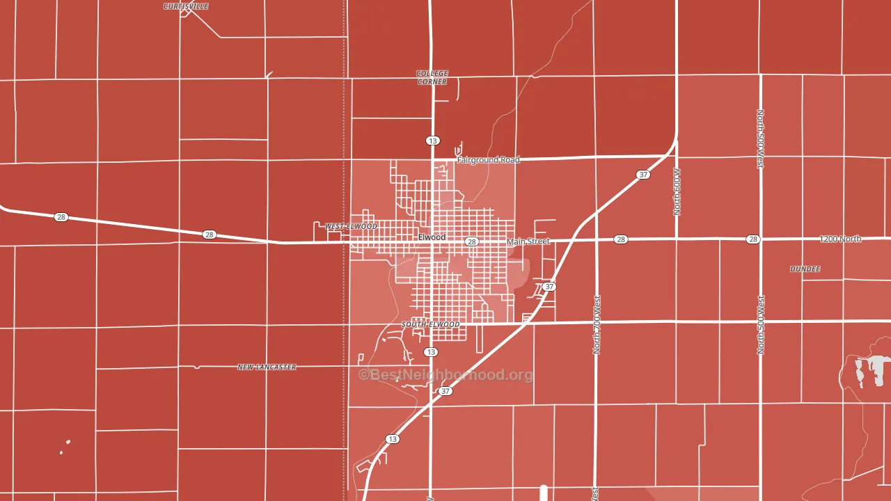 46036, IN block-group political-lean map