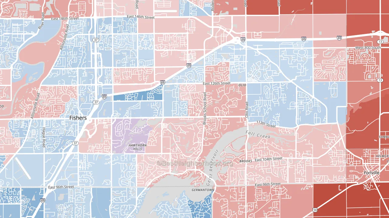 46037, IN block-group political-lean map