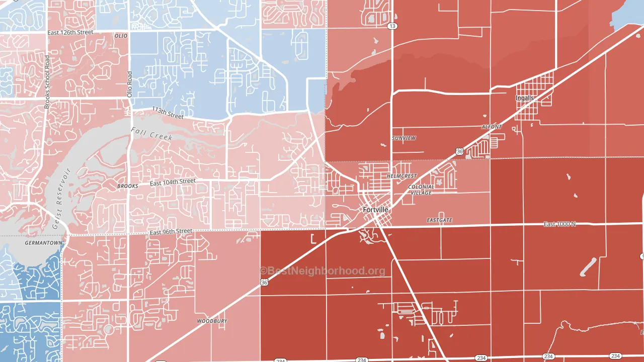 46040, IN block-group political-lean map