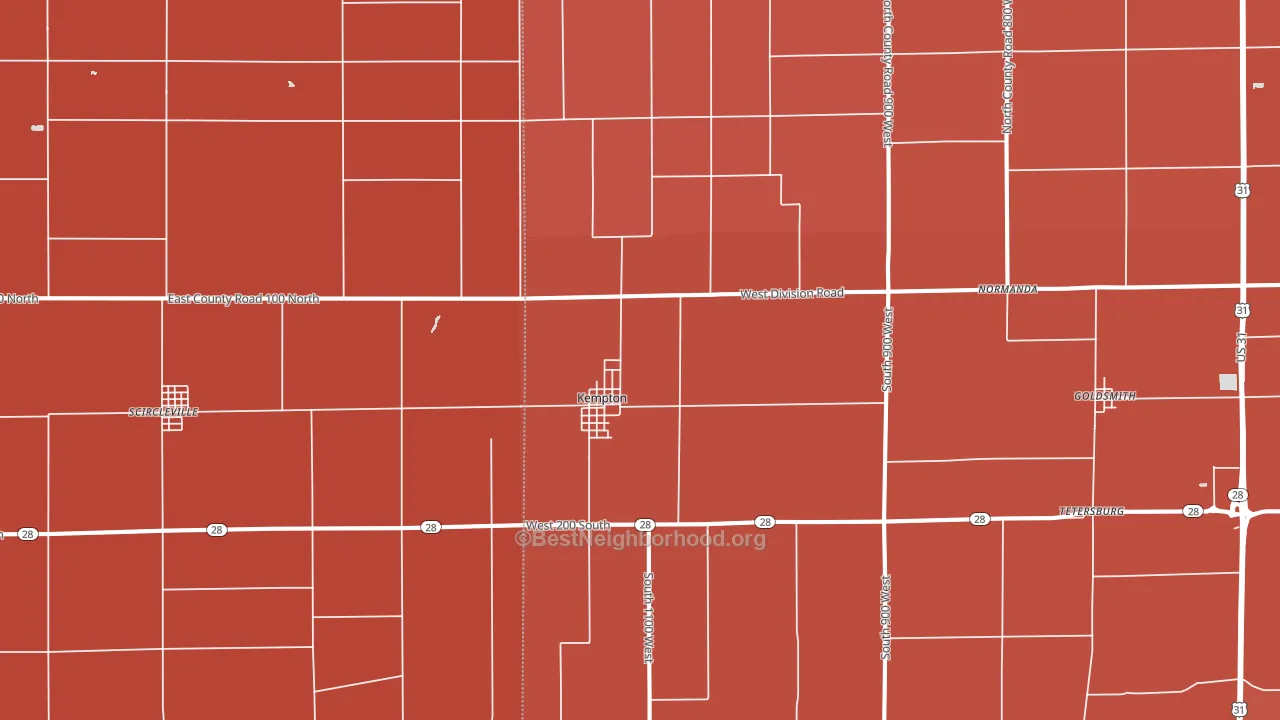 46049, IN block-group political-lean map