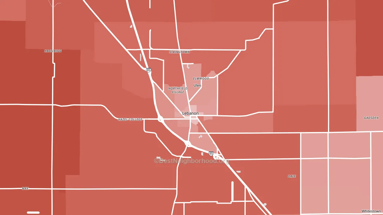 46052, IN block-group political-lean map