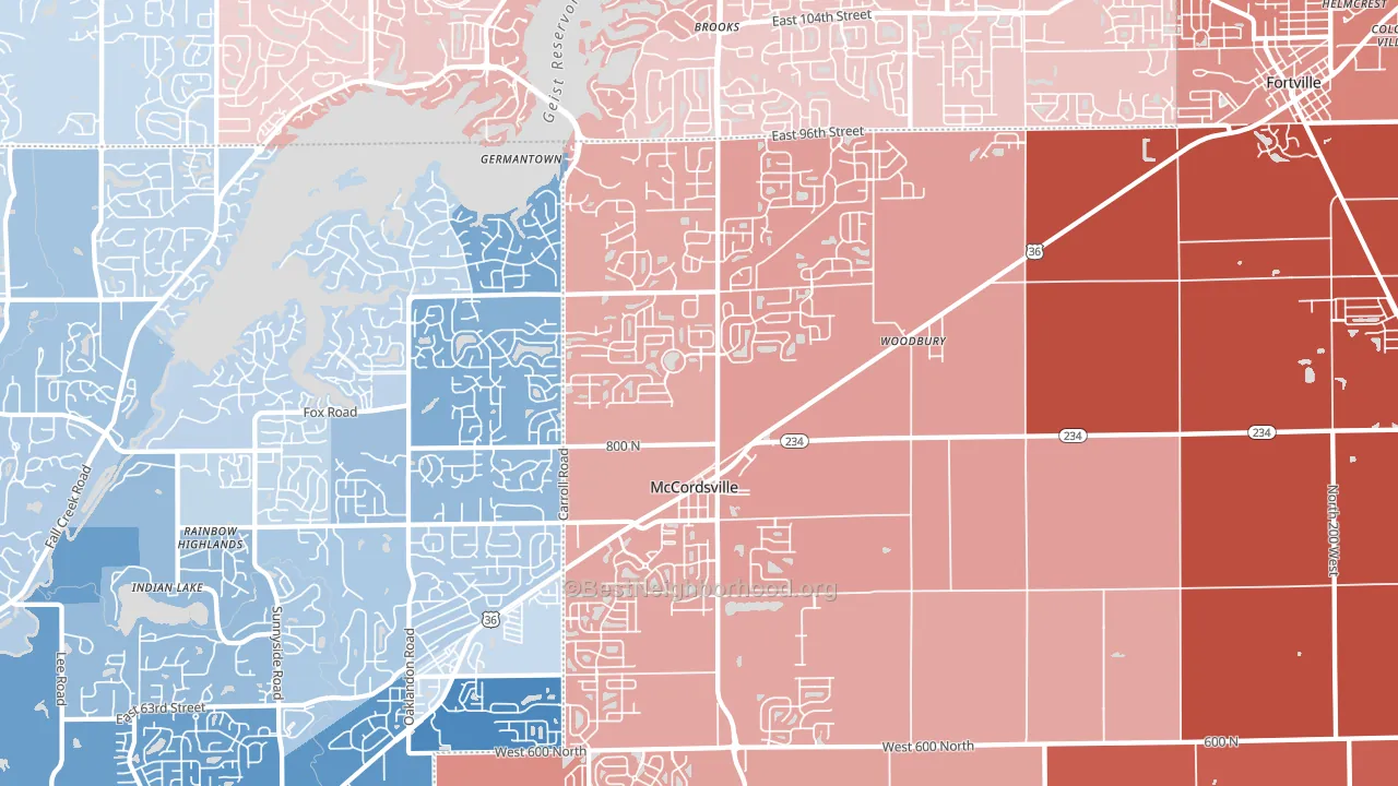46055, IN block-group political-lean map