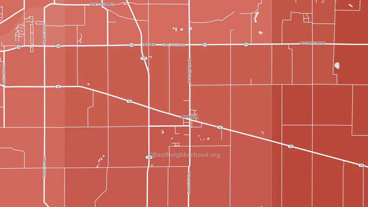 46056, IN block-group political-lean map