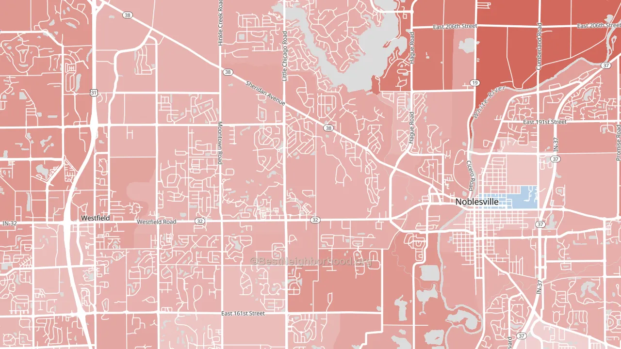 46062, IN block-group political-lean map
