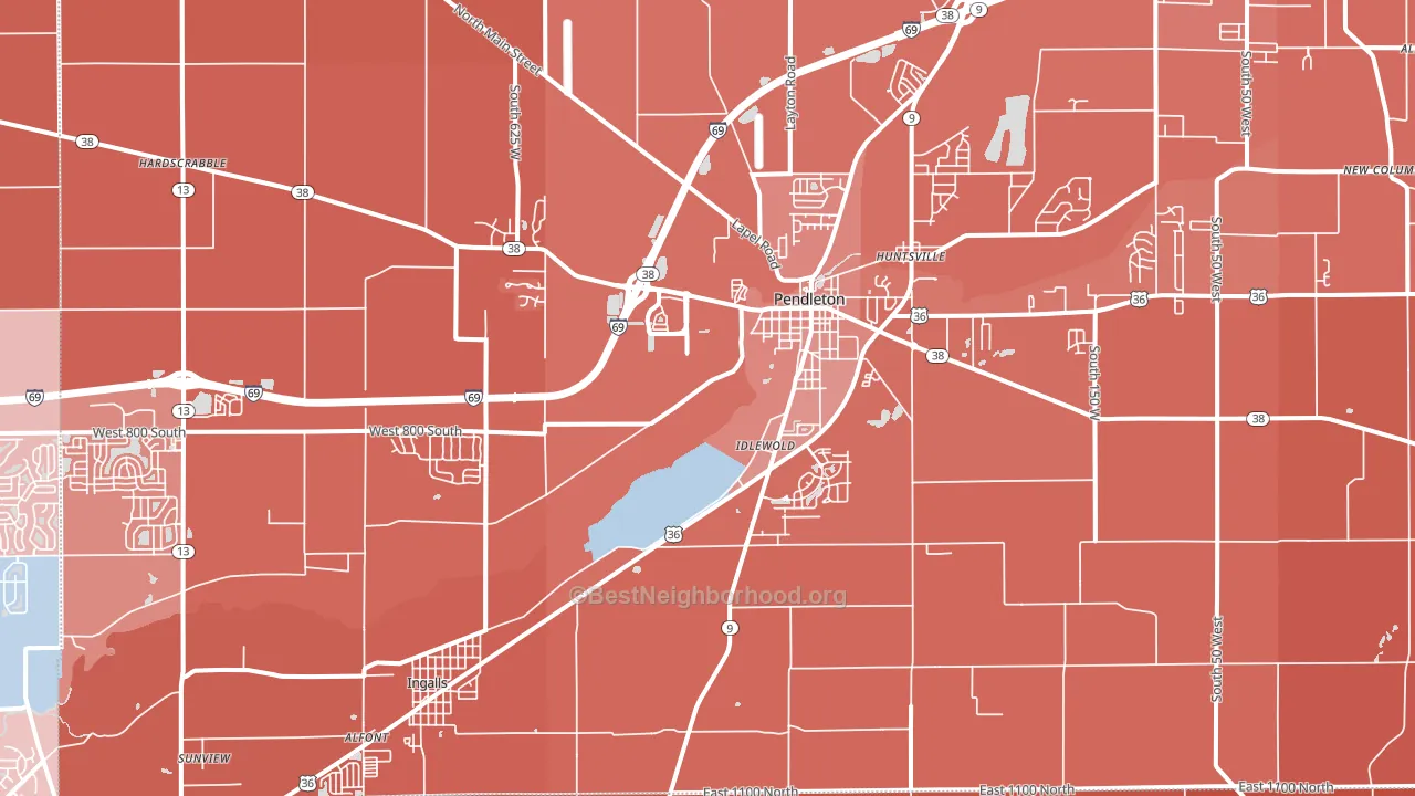 46064, IN block-group political-lean map