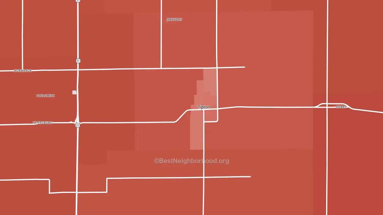 46072, IN block-group political-lean map