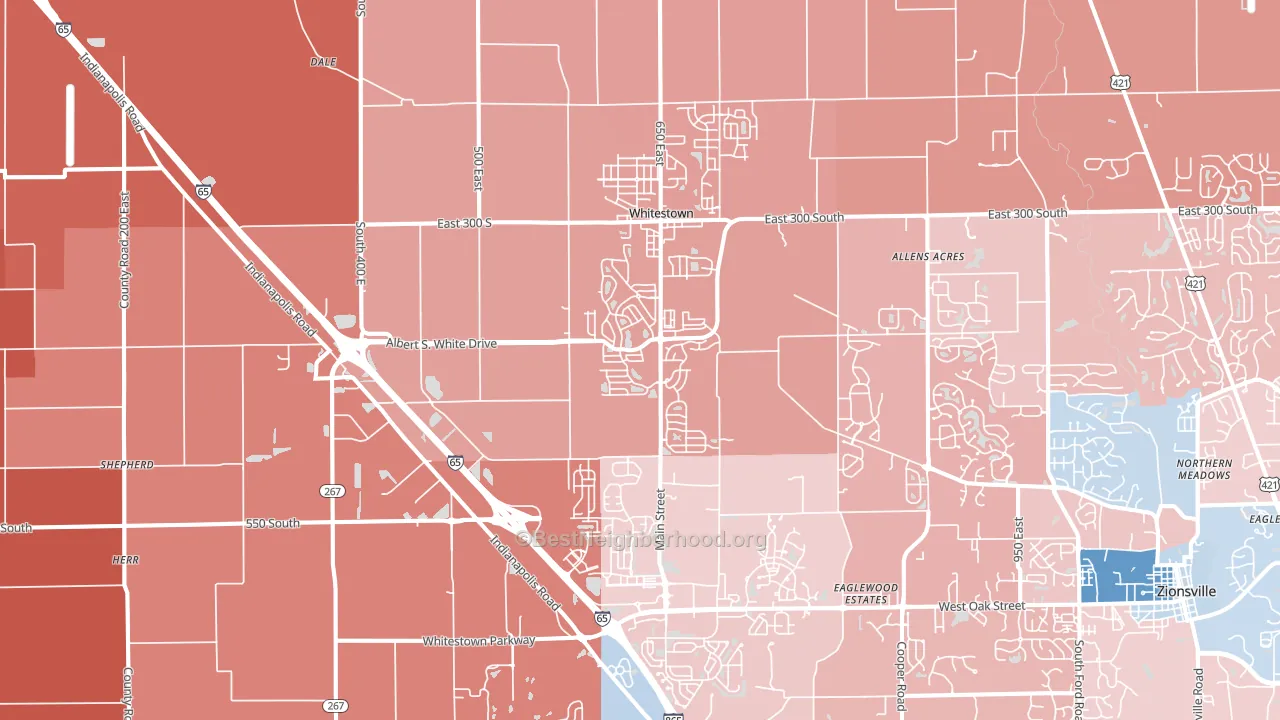 46075, IN block-group political-lean map