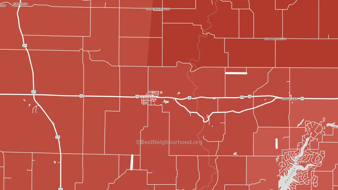 46105, IN block-group political-lean map