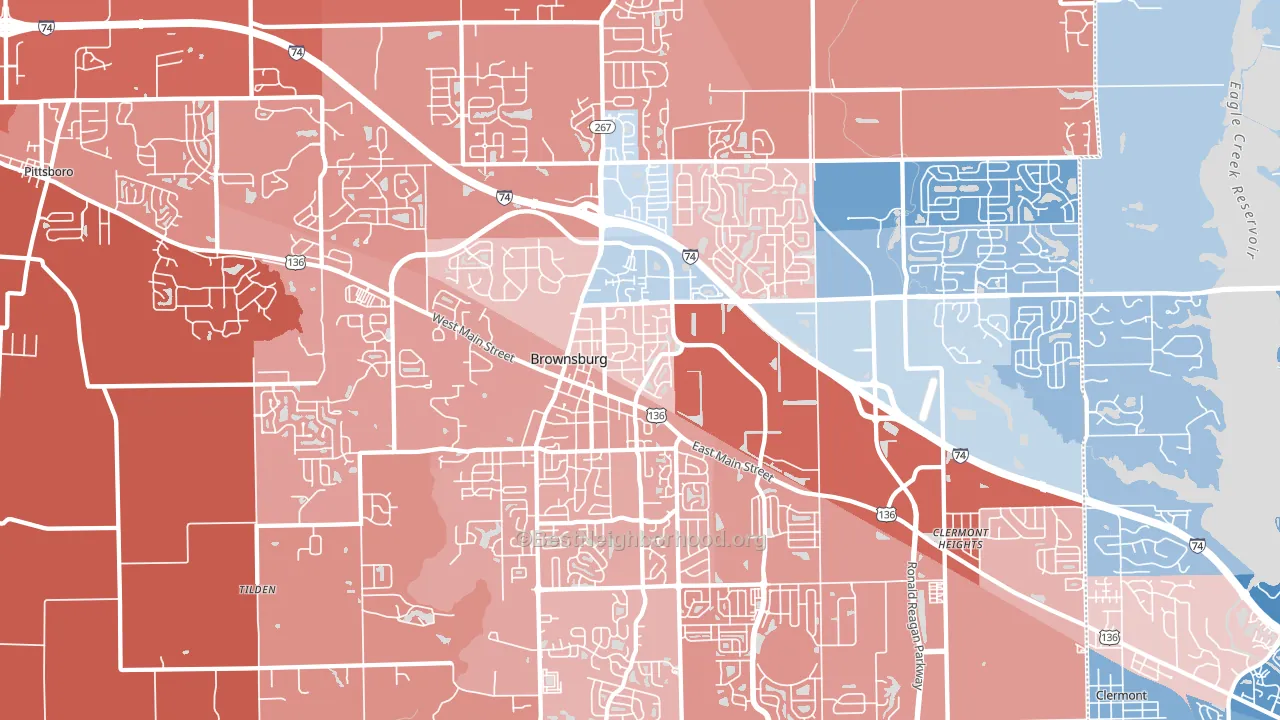 46112, IN block-group political-lean map