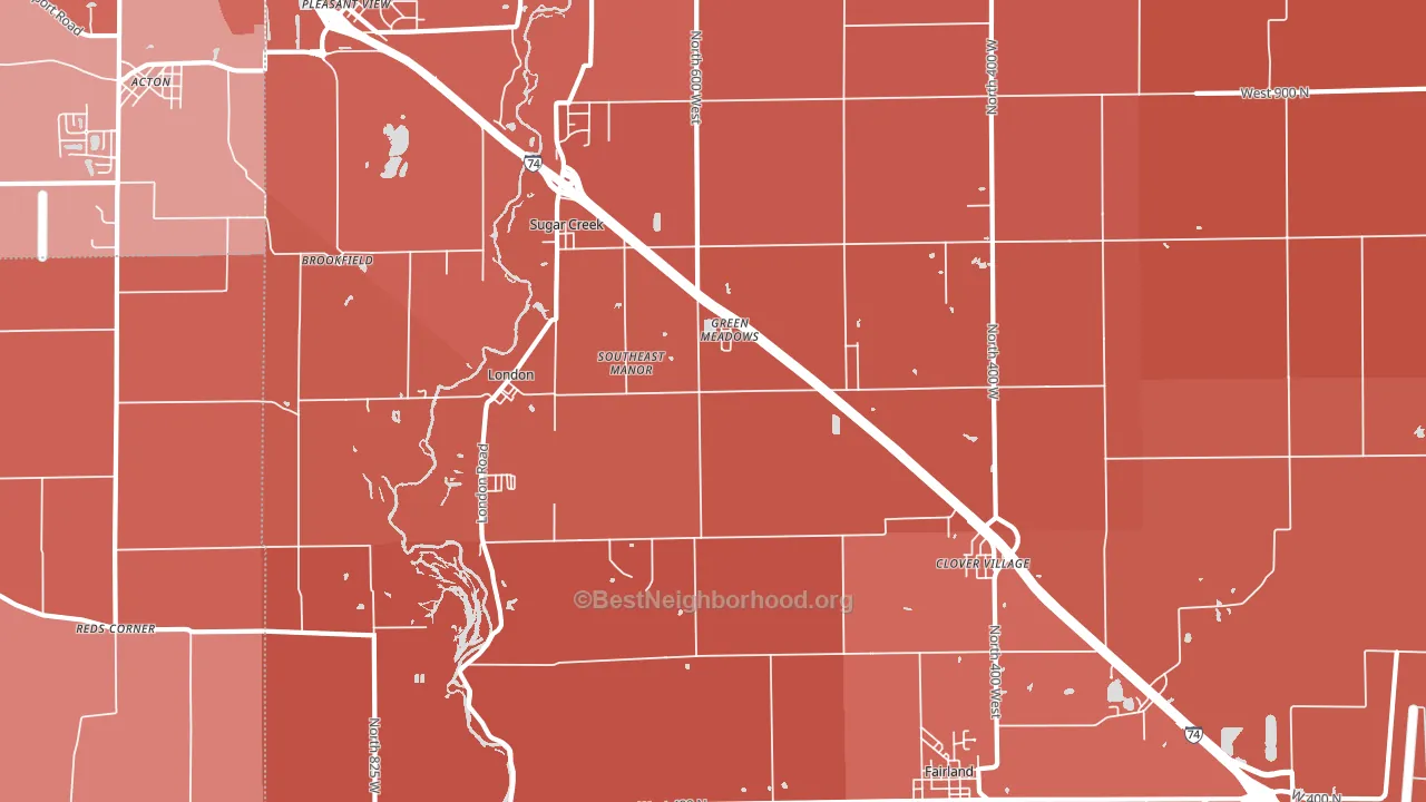 46126, IN block-group political-lean map
