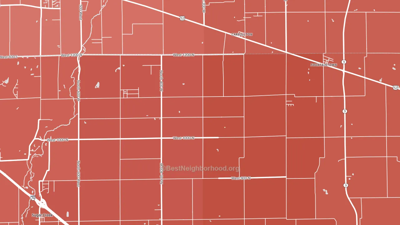 46130, IN block-group political-lean map