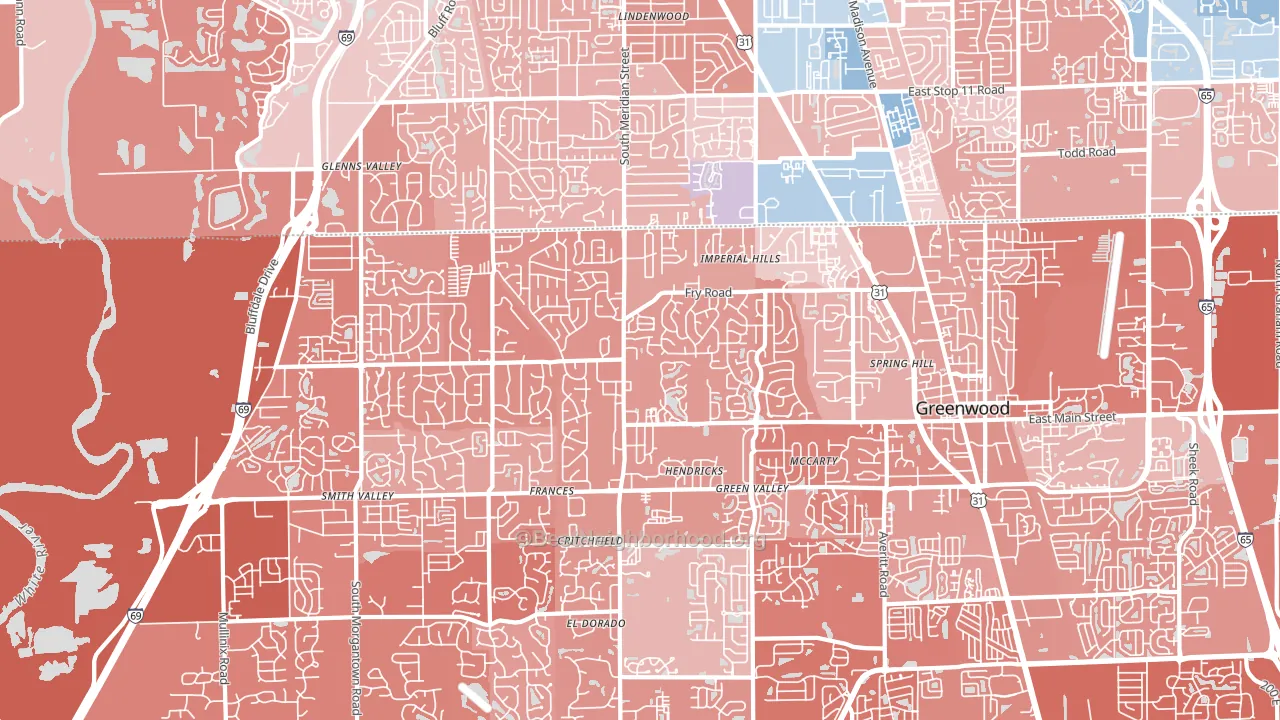 46142, IN block-group political-lean map