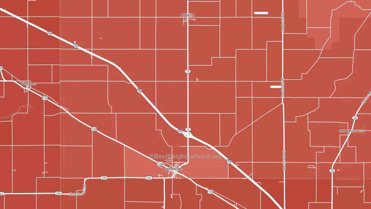 46147, IN block-group political-lean map