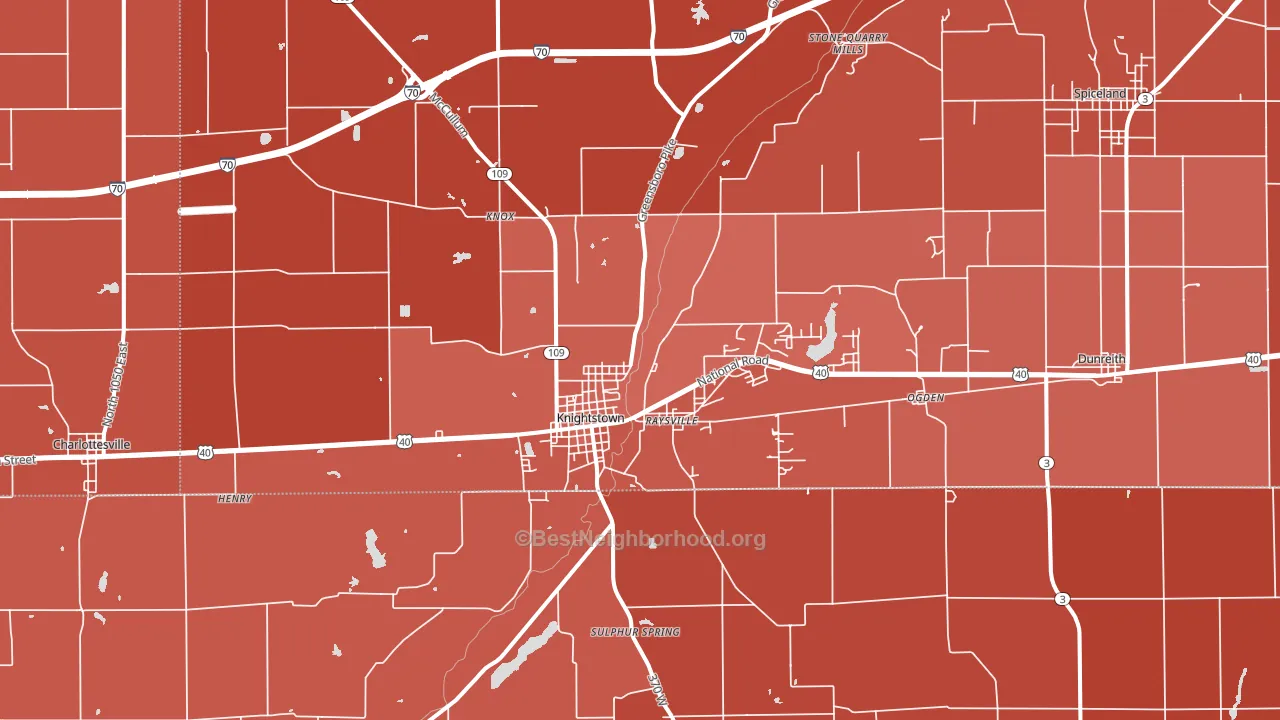 46148, IN block-group political-lean map
