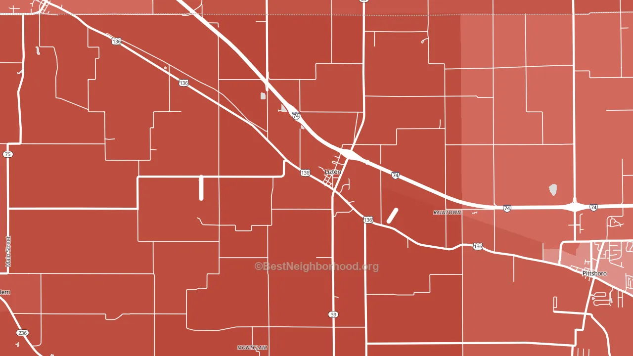 46149, IN block-group political-lean map