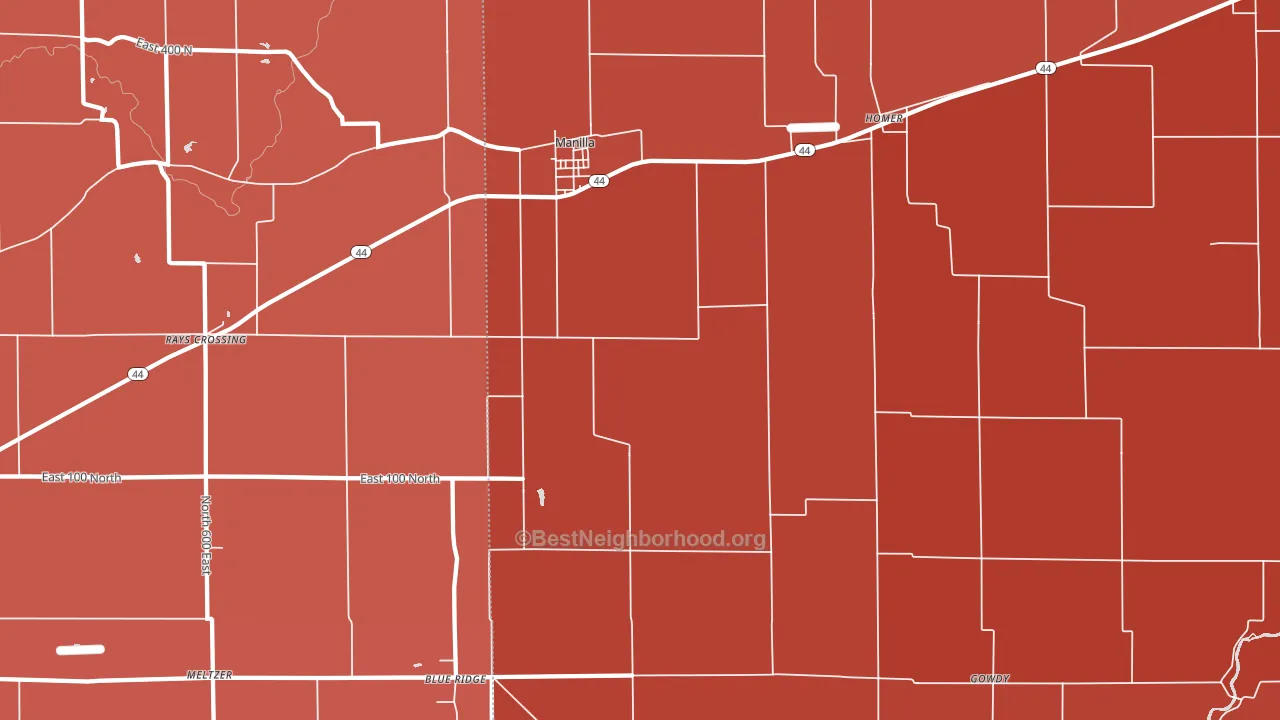 46150, IN block-group political-lean map