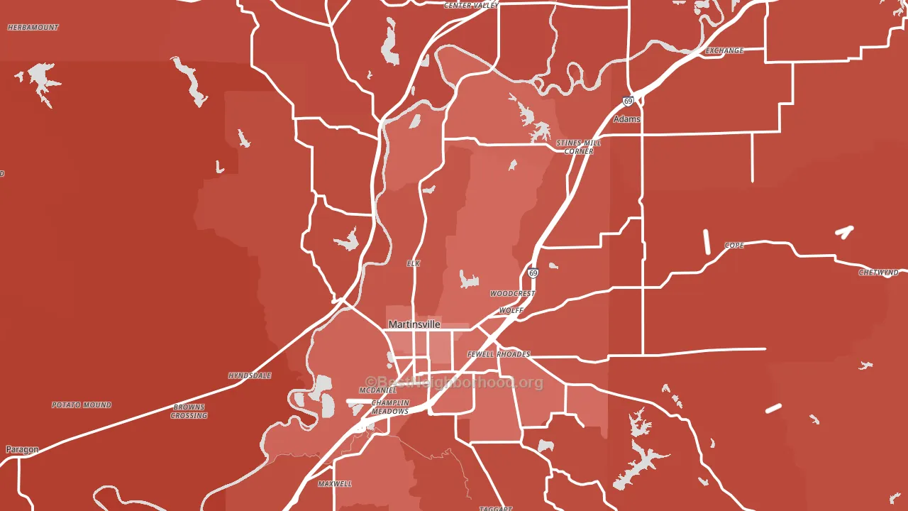 46151, IN block-group political-lean map