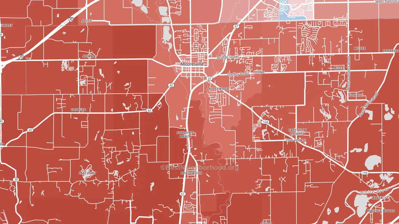 46158, IN block-group political-lean map