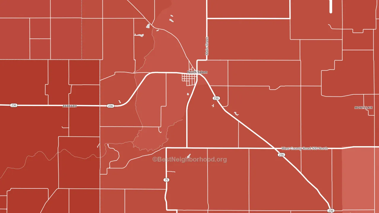46165, IN block-group political-lean map