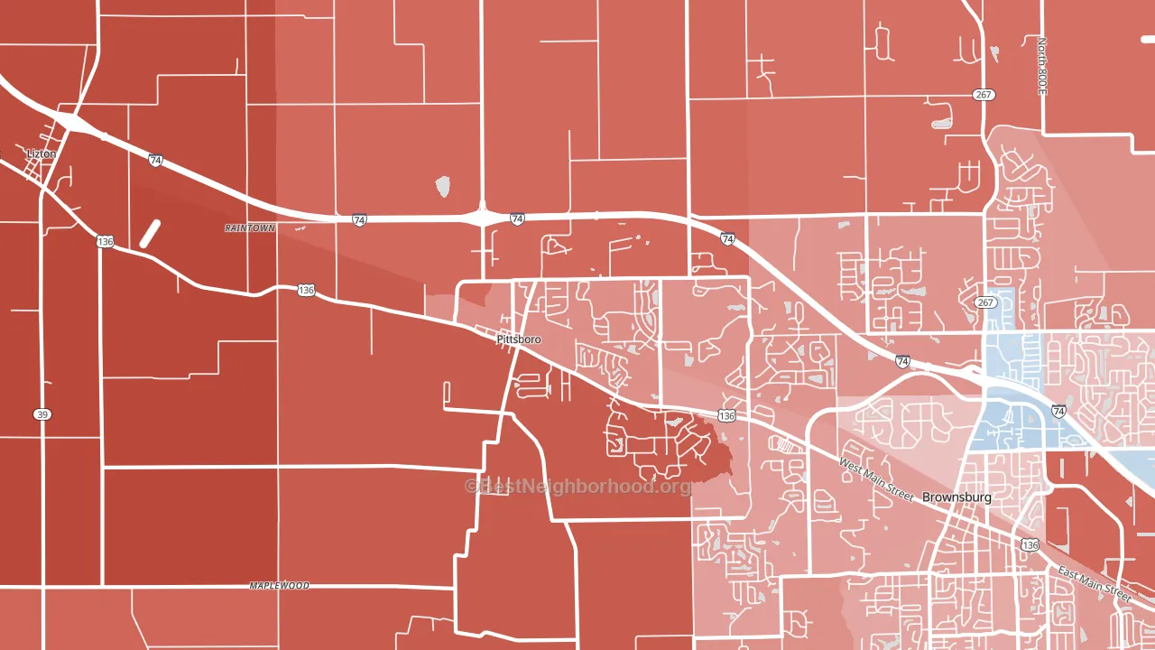 46167, IN block-group political-lean map
