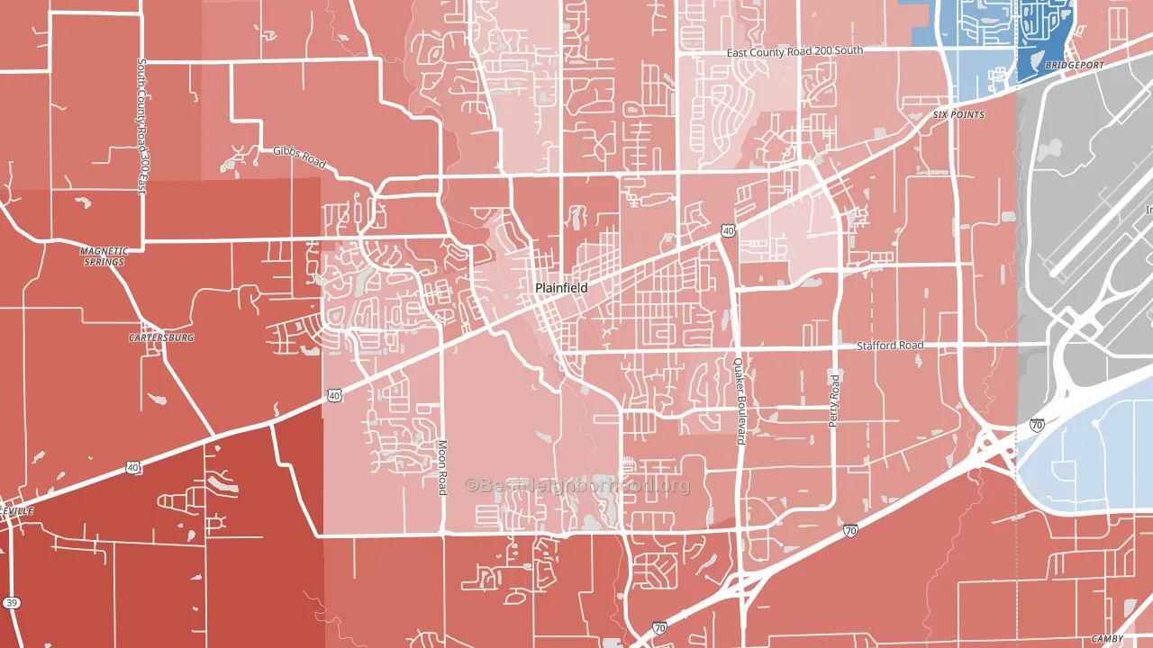 46168, IN block-group political-lean map