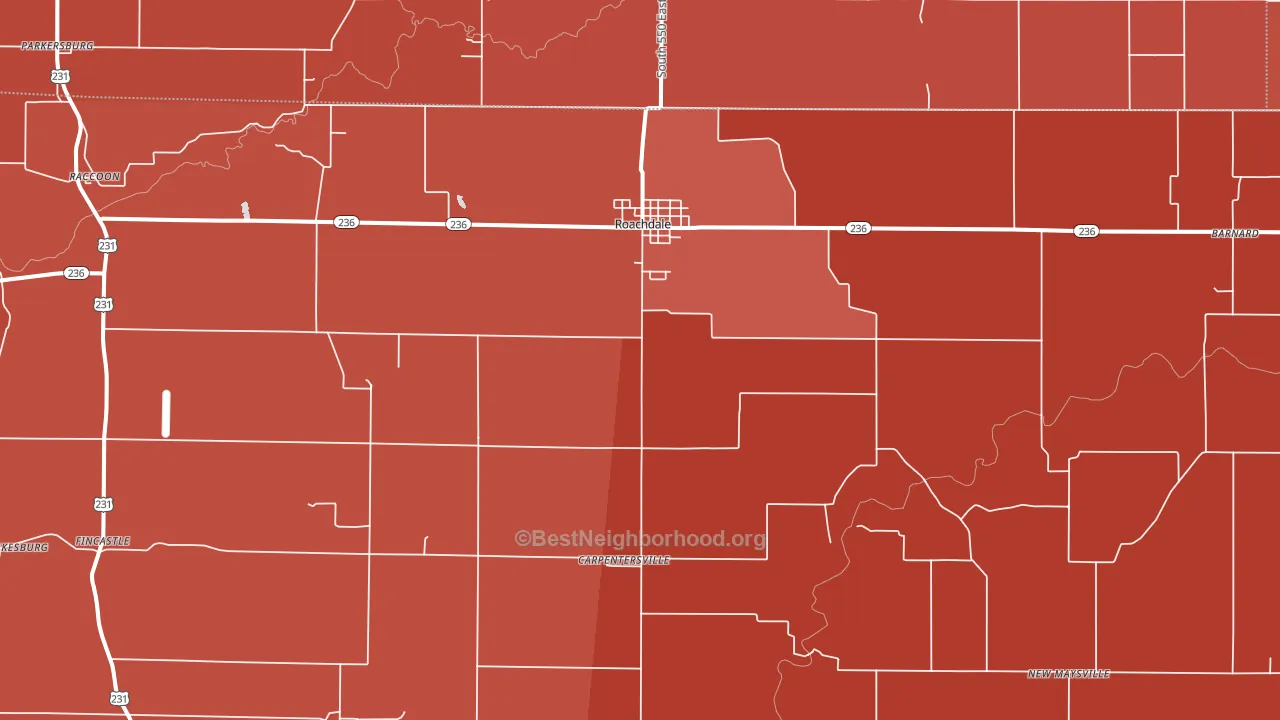 46172, IN block-group political-lean map