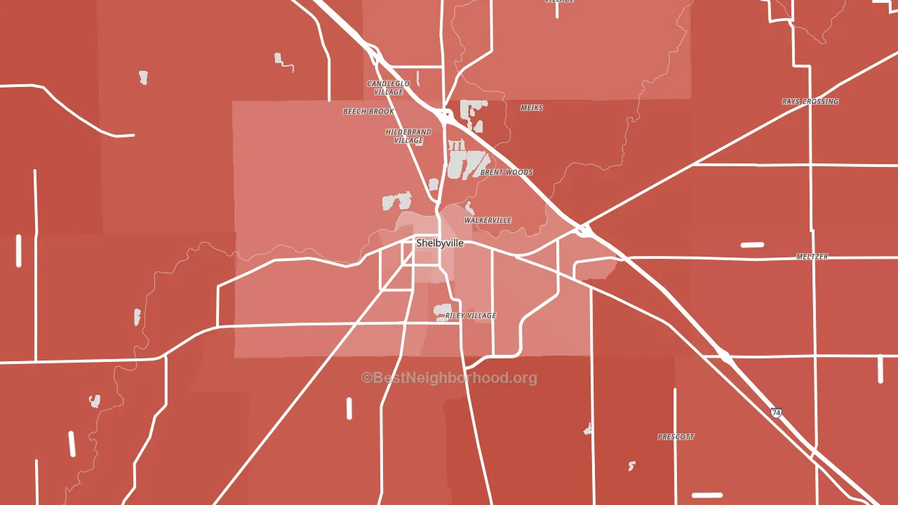 46176, IN block-group political-lean map
