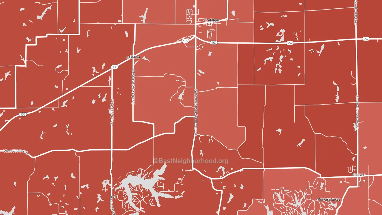 46181, IN block-group political-lean map
