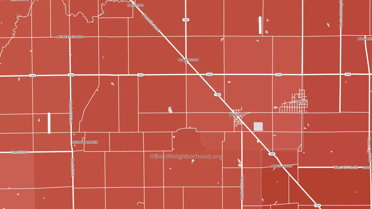 46186, IN block-group political-lean map
