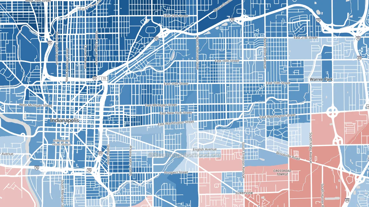 46201, IN block-group political-lean map