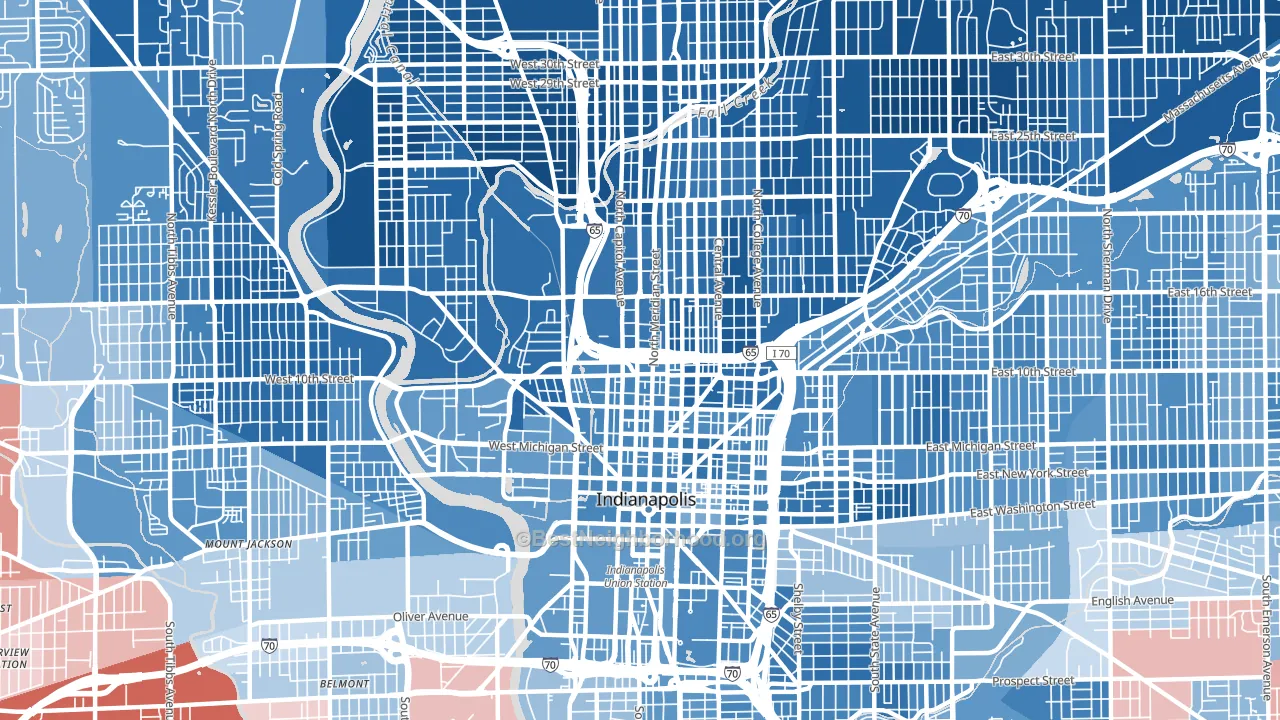 46202, IN block-group political-lean map