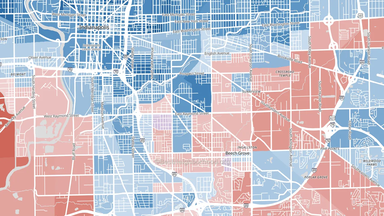 46203, IN block-group political-lean map