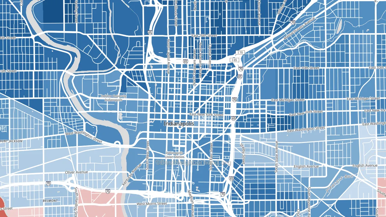46204, IN block-group political-lean map