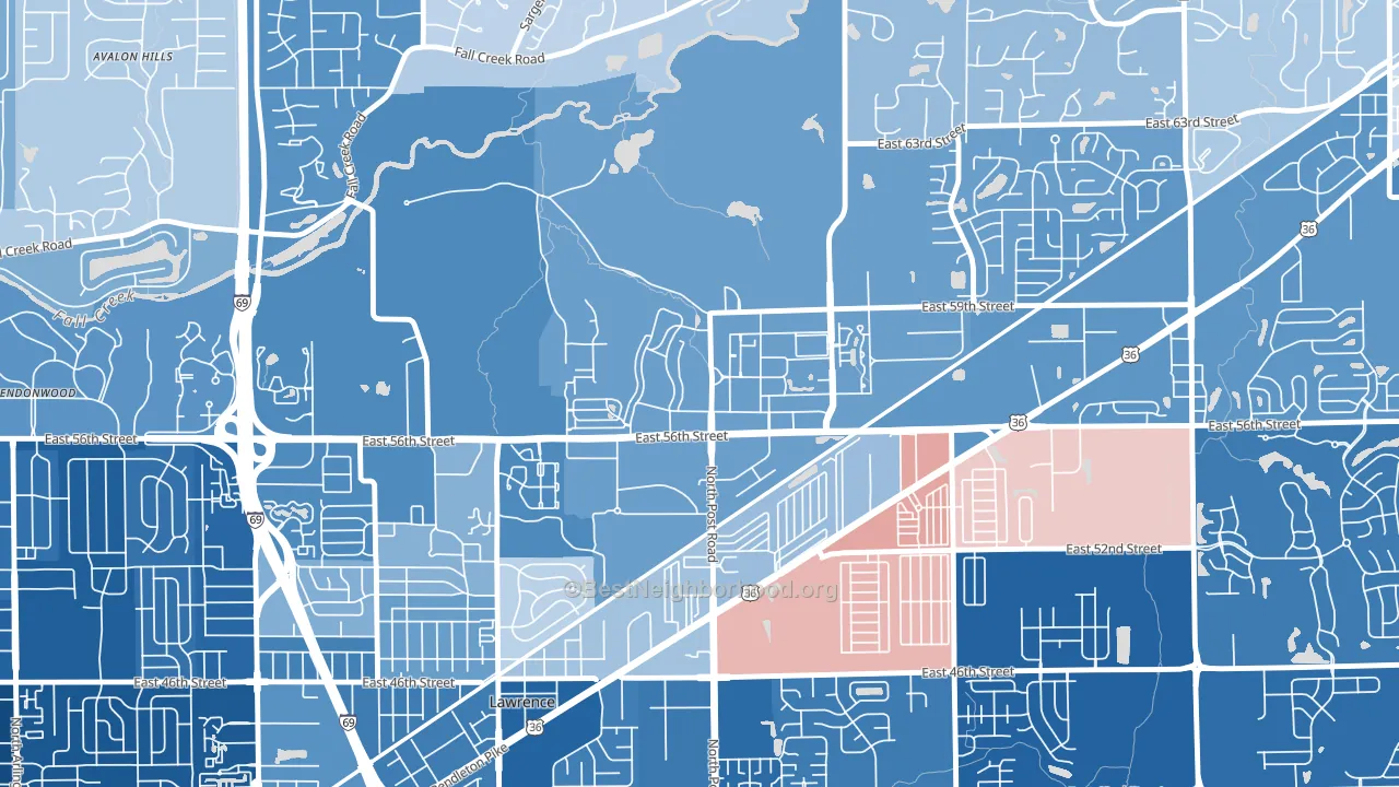 46216, IN block-group political-lean map