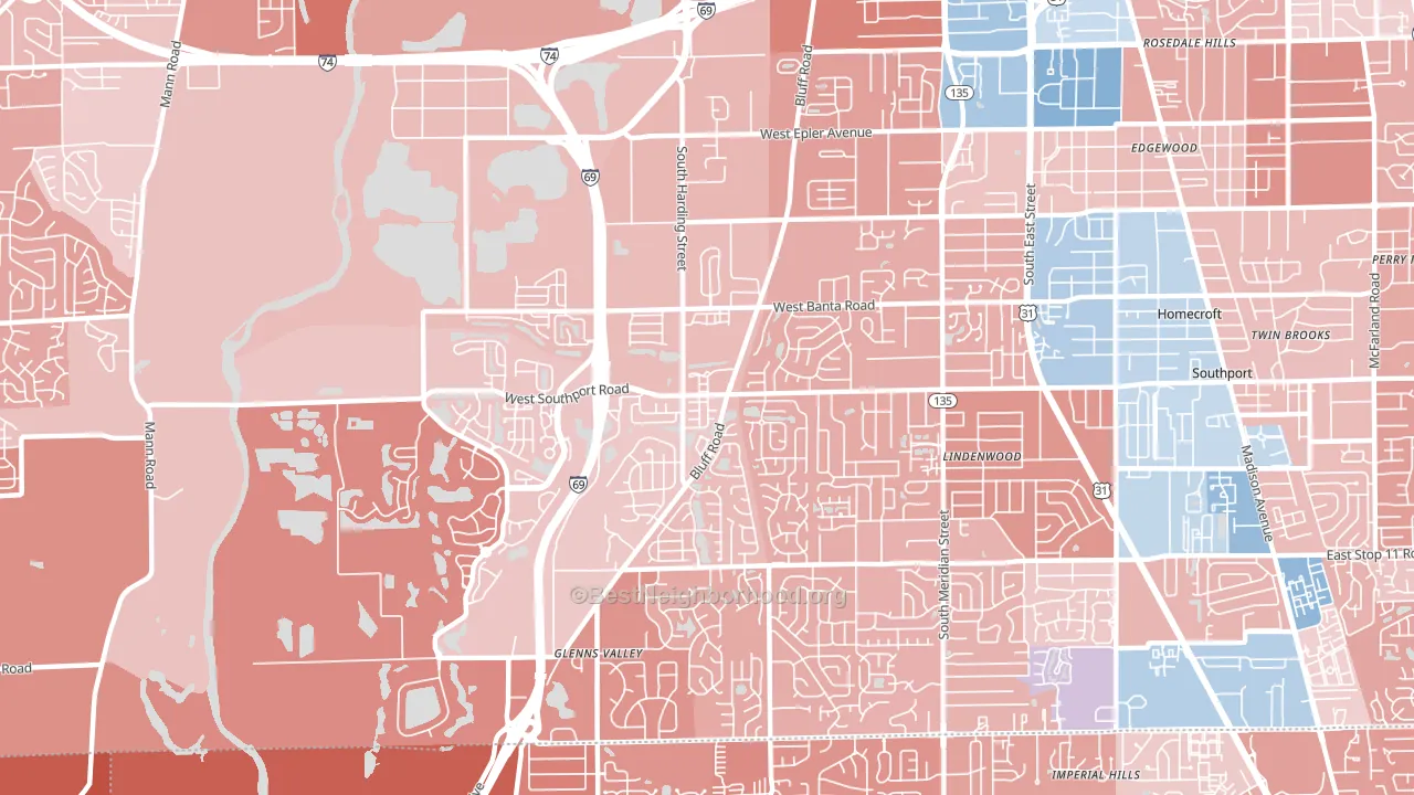 46217, IN block-group political-lean map
