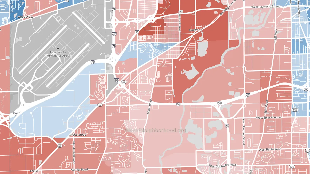 46221, IN block-group political-lean map