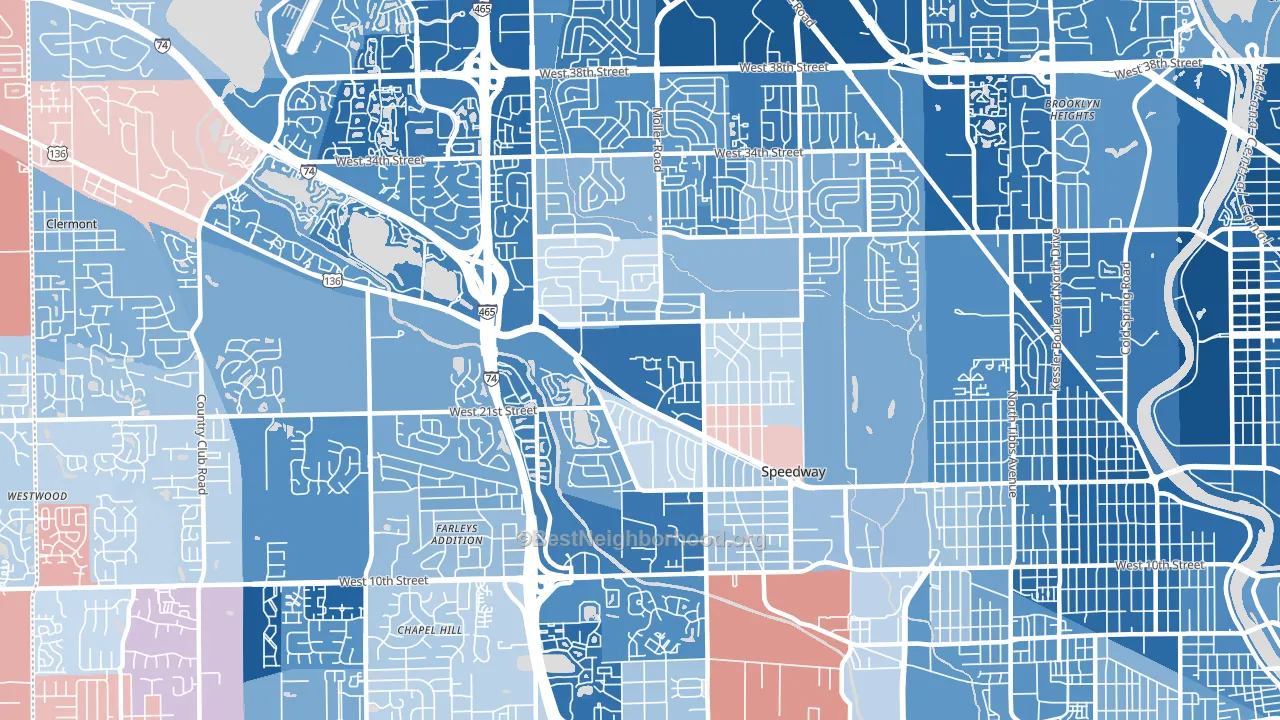 46224, IN block-group political-lean map