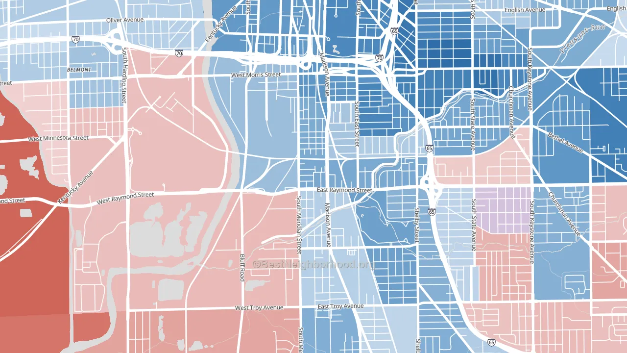 46225, IN block-group political-lean map