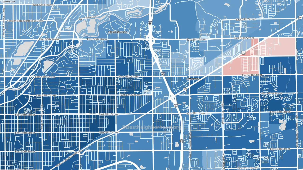 46226, IN block-group political-lean map