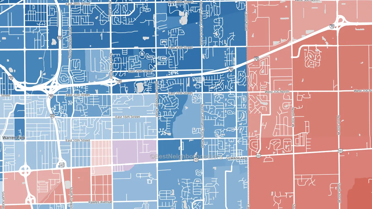 46229, IN block-group political-lean map
