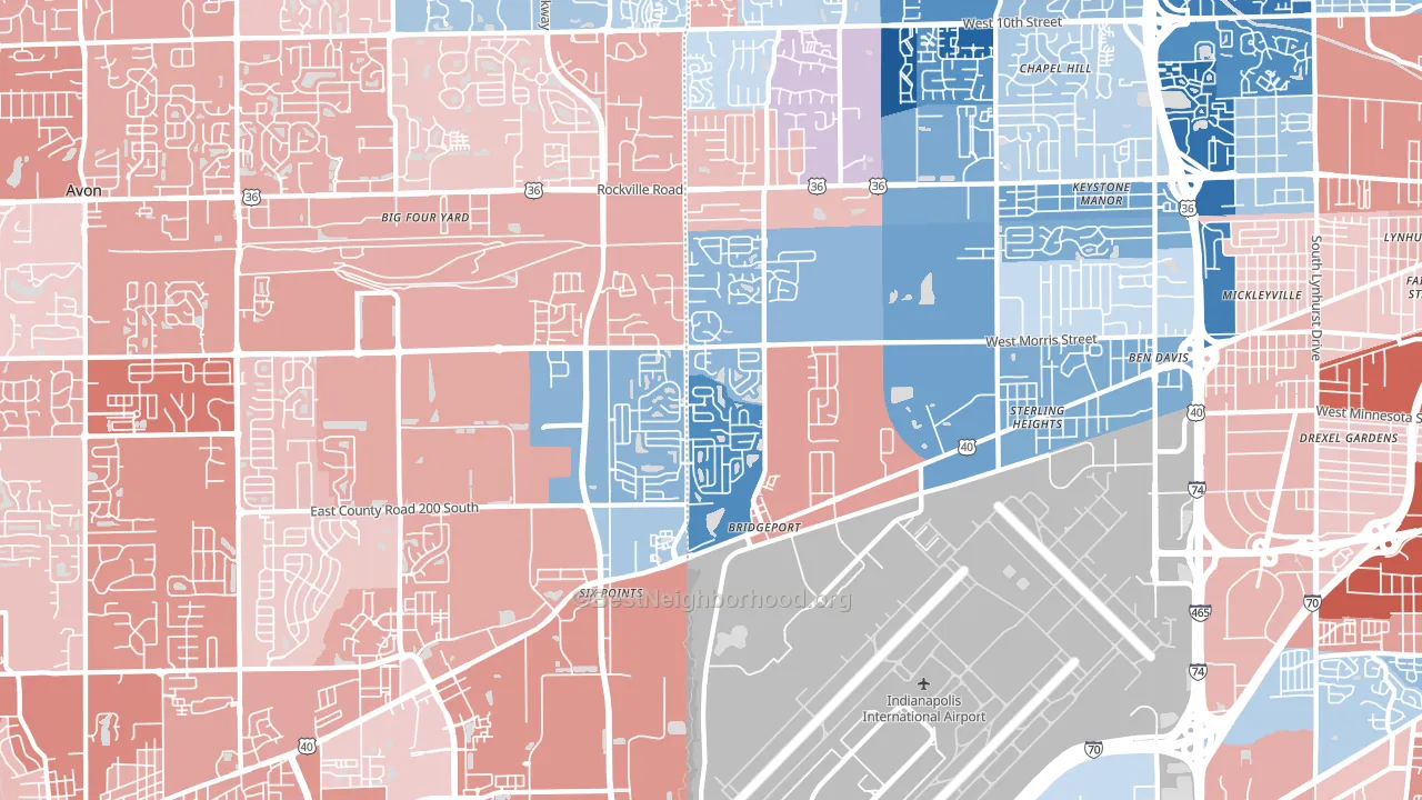 46231, IN block-group political-lean map