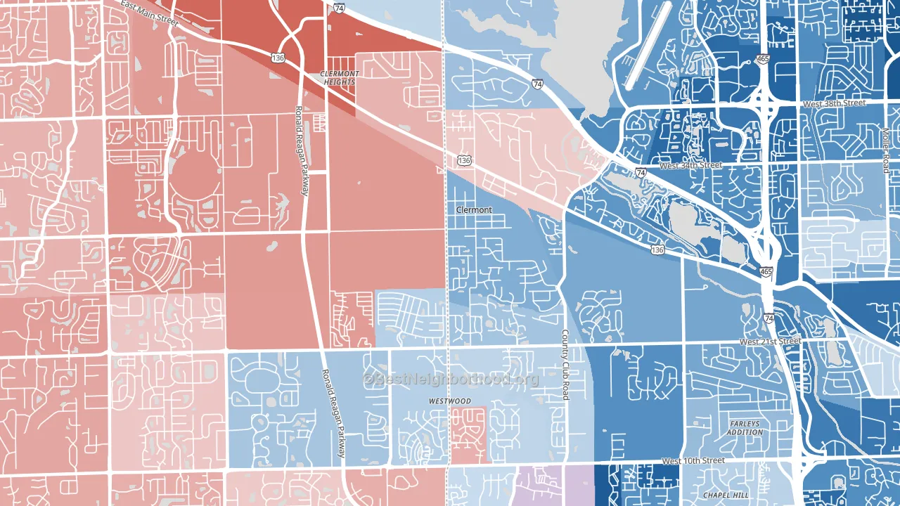 46234, IN block-group political-lean map